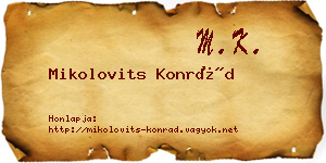 Mikolovits Konrád névjegykártya